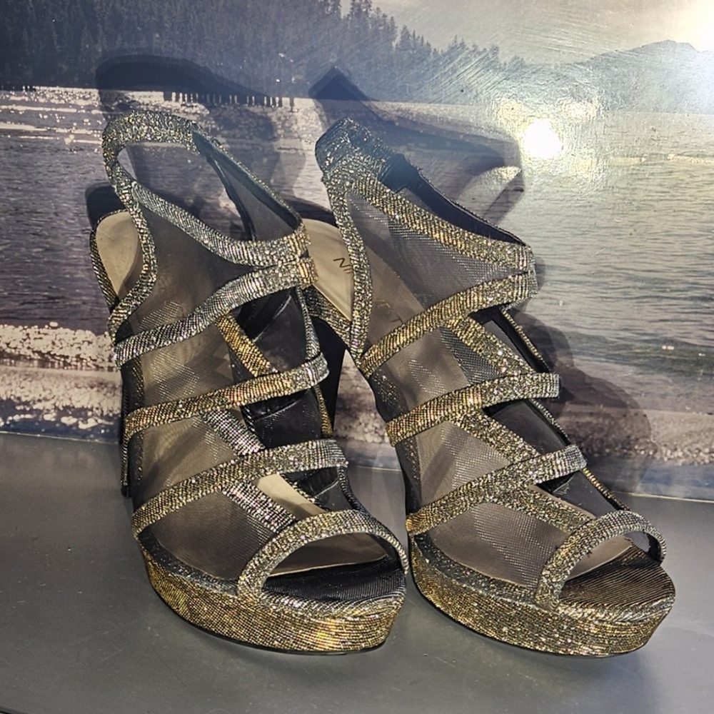 Nine West Sparkling Open Toe Heels